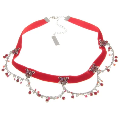 Afbeelding van Behave Choker van velours met kraaltjes