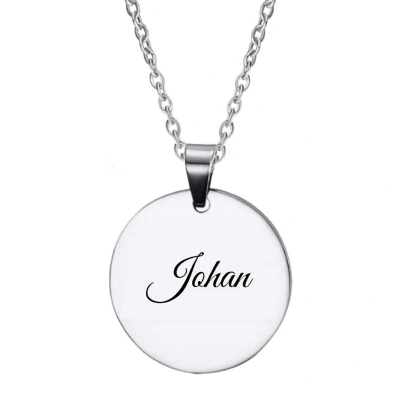 Afbeelding van Ketting RVS Met Naam Gravering Johan Zilver Rond