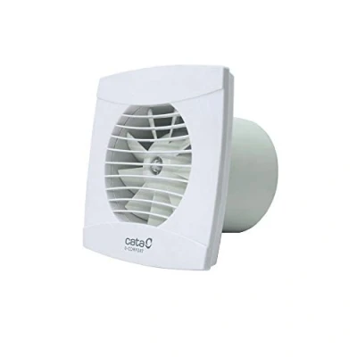 Afbeelding van Cata Badkamerafvoerventilator, model UC 10 STD, standaardserie, werkt met lichtschakelaars, extra platte afvoerventilator, geluidsarm, hoge energie efficiëntie, 15,4 x 10,5 cm