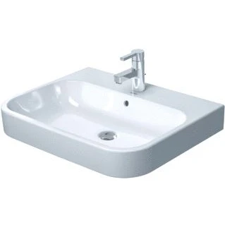 Afbeelding van Duravit HappyD 2 meubelwastafel geslepen met overloop 1 kraangat 65x50.5cm wondergliss wit