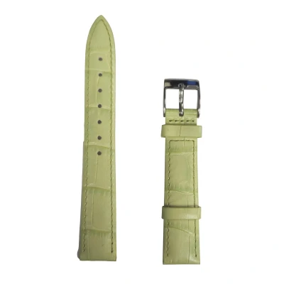 Afbeelding van Horlogeband 14mm Licht groen echt leer in croco print Roestvrijstalen gesp