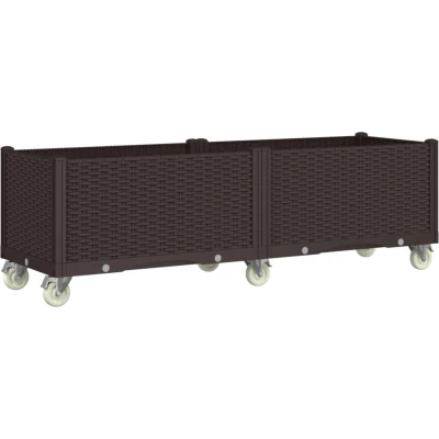 Afbeelding van vidaXL Plantenbak met wielen 160x50x54 cm polypropeen bruin