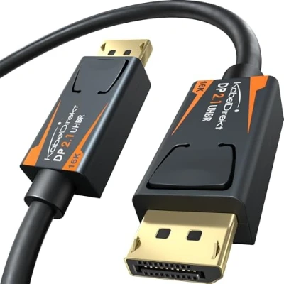 Afbeelding van KabelDirekt DisplayPort 2.1/DP 2.1 kabel 1,5m UHBR, DP80 met 80 Gbit/s voor Gaming pc&#039;s/Grafische kaarten FreeSync/G Sync, Extra hoge Resolutie en Frame Rate: 16K@60Hz, 8K@120Hz, 4K@240Hz