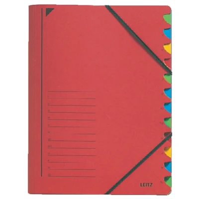 Afbeelding van Sorteermap Leitz 12 tabbladen karton rood