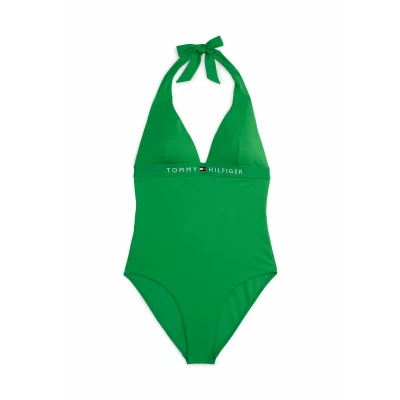 Afbeelding van Tommy Hilfiger Original Halter ONE Piece Badpak, Dames, Maat: 40 42, Radiant green