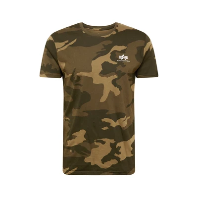 Afbeelding van Alpha Industries Small LOGO Tshirt print, Heren, Maat: Small, Olive camo
