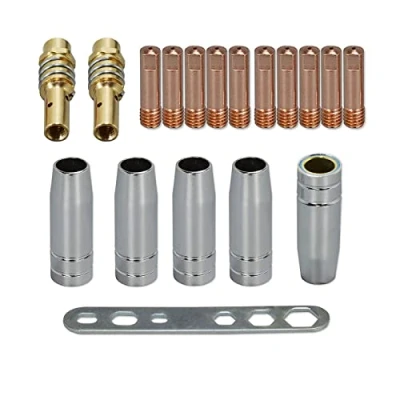 Afbeelding van RIVERWELD MB15 15AK Contact Tip 0.6mm M6 &amp; Tips Houder Diffuser Shield cup Voor MIG Lastoorts 18 stks
