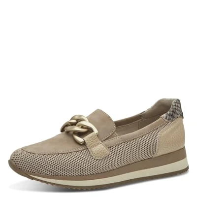 Afbeelding van Jana Instappers, Dames, Maat: 38, Taupe Imitatieleer/ textiel