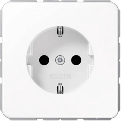 Afbeelding van Jung CD1520BFWW Wandcontactdoos met randaarde Inzetstuk 1 voudig Alpine wit