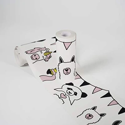 Afbeelding van FEESTENDE DIEREN BEHANGRAND Zelfklevend roze zwart geel A.S. Création Lovely Kids
