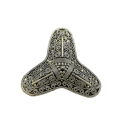 Afbeelding van Patch Nation Trefoil Scandinavische knoop Noorse rune Viking metalen pin broche badge, 60mm diameter, Aluminium