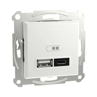 Afbeelding van Schneider Electric Wandcontactdoos met USB Asfora Wit (glanzend) EPH2770421D