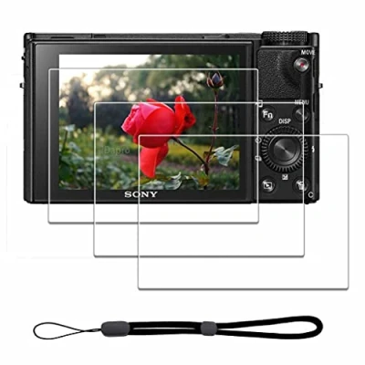Afbeelding van iDaPro Screenprotector voor Sony RX100 VII / VI V IV III II &amp; Hand Lanyard [3+1 Pack] Gehard glas Eenvoudige installatie