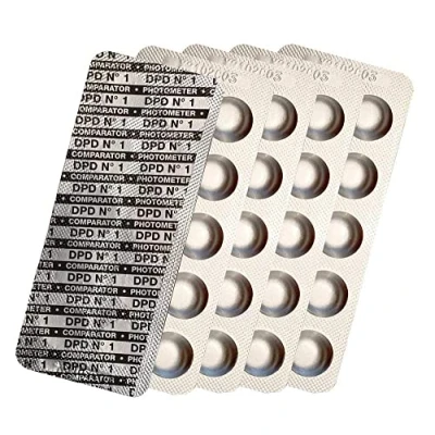 Afbeelding van harren24 fotometer testtabletten chloor DPD1, DPD3, actieve zuurstof DPD4, pH waarde Phenol Red, Alkalinity M, CYA Test, zwambadwatertester, 50x, 100x, 250x, 500x (DPD1 / 50x)