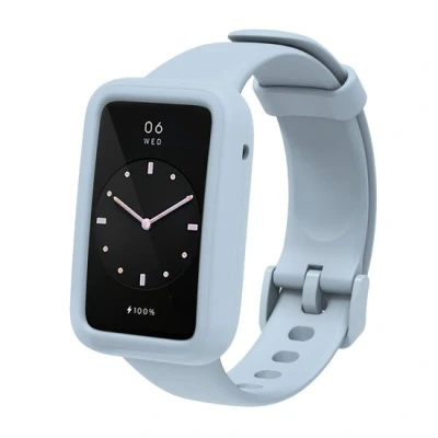 Afbeelding van Siliconen sportbandje met case Grijsblauw Xiaomi Smart band 7 Pro