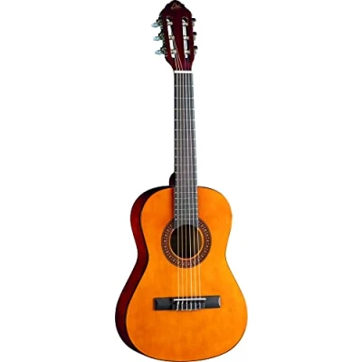 Afbeelding van EKO GUITARS CS 2 NATURAL, klassieke gitaar met banden en bodem van linnen, handvat toets berk, hoogglans afwerking, schaal 1/2, kleur naturel
