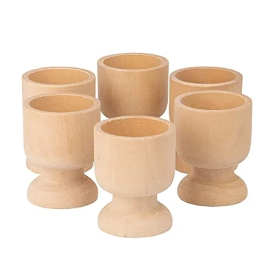 Afbeelding van Ideen mit Herz Eierdopjes van hout, doe het zelf eierdopjes, ideaal om te beschilderen, Pasen, cadeau, 5 cm hoog, diameter 3,8 cm, 6 stuks