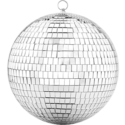 Afbeelding van Bijgewerkte 200mm Spiegel Disco Bal met Opknoping Ring, Zilveren Glitter Geweldig voor Party of Dj Dance Light Effect Kerst Foto rekwisieten