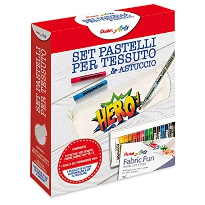Afbeelding van Pentel PTS Kit kleurpotloden voor stof en etui in katoen