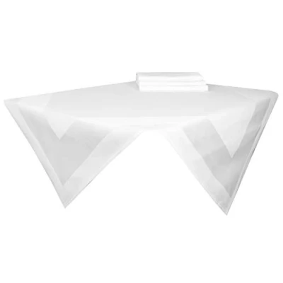 Afbeelding van ZOLLNER set van 4 dekservetten, katoen, 80x80 cm, atlasrand, wit