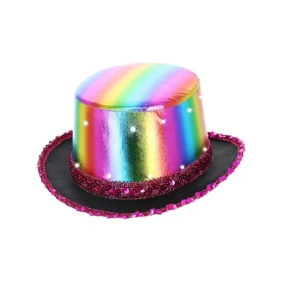 Afbeelding van Smiffys LED Light Up Metallic Top Hat Kostuum Hoed Regenboog