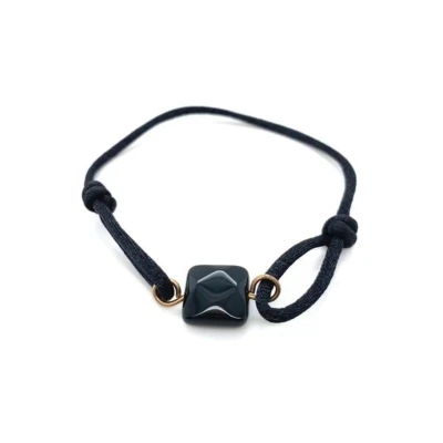 Afbeelding van Cataleya jewels Armband satijn zwart met onyx kraal