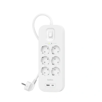Afbeelding van Belkin Surge Protection 6 Outlet 2 Meter Usb C Wit