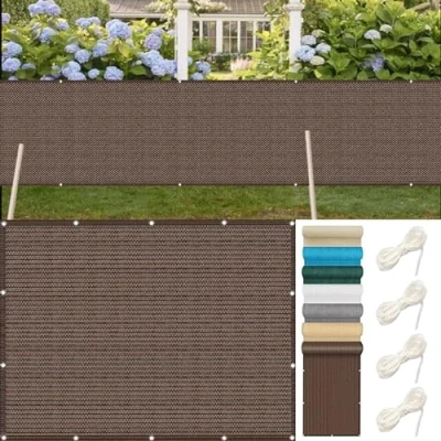 Afbeelding van Balkonscherm 50 x 450 cm Wind en Uv Bescherming Weerbestendig Privacy Inkijkbescherming met Kabelbinders Koord Voor Tuinhek Balkon Terra, Bruin