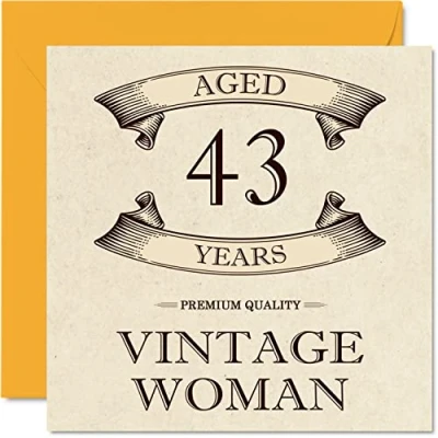 Afbeelding van Vintage 43e verjaardagskaarten voor vrouwen leeftijd 43 jaar leuke verjaardagskaart mama zus vrouw vriendin vriend neef tante 145 mm x dames wenskaarten,