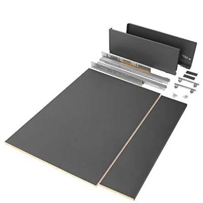 Afbeelding van Emuca Set lade Vertex voor keuken of bad inclusief panelen, zacht sluiten, 500x178mm, module 900mm, staal, antracietgrijs