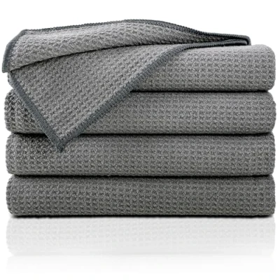 Afbeelding van Set van 4 Gräfenstayn Vaatdoeken Microvezel absorberende &amp; pluisvrije wafelstructuur OEKO TEX Standard 100 50x70 cm Theedoeken Handdoeken, Keukenhanddoeken (Antraciet)