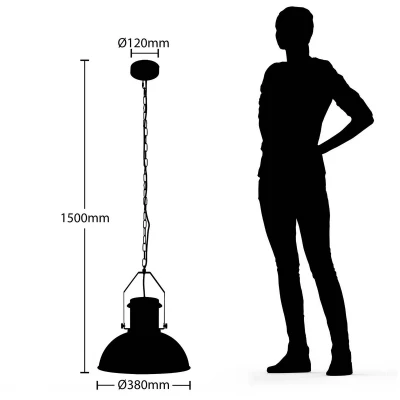 Afbeelding van Lindby hanglamp 1licht metaal H: 39 cm E27 zwart mat, nikkel mat