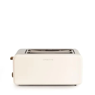 Afbeelding van CREATE TOAST RETRO XL sleuven Broodrooster Gebroken wit Voor Brede Plakken 6 niveaus Functies 1500W