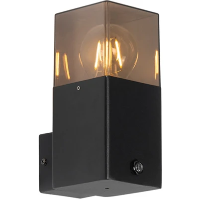 Afbeelding van QAZQA Buiten wandlamp zwart IP44 met schemerschakelaar Denmark