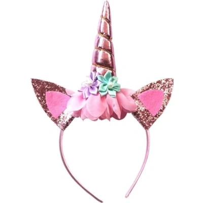 Afbeelding van CHPN Unicorn diadeem haarband Eenhoorn Glitterdiadeem Eenhoorns Roze glitters bloemen Verkleden