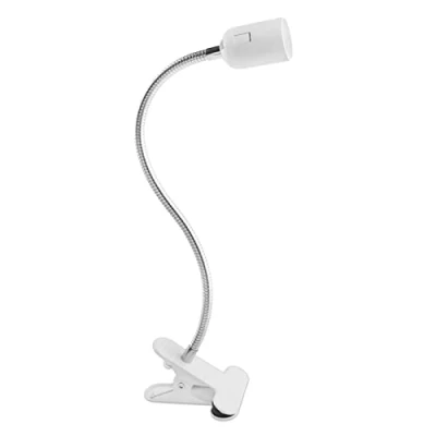 Afbeelding van E27 fitting met klem, kabel aan/uit schakelaar en EU stekker, 360 verstelbare zwanenhalsclip, voor leesmachine, plant, schildpad, nail art, aquarium, wit (zonder lamp)