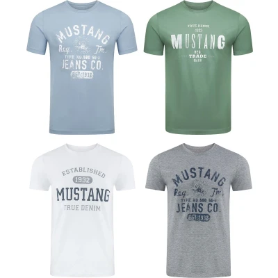 Afbeelding van Mustang heren T shirt 4 pack regular fit Veelkleurig 3XL Ronde Hals Volwassenen Opdruk Print Shirts