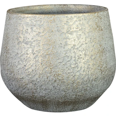 Afbeelding van Steege Plantenpot/bloempot keramiek metallic zilvergrijs/touch of gold D19/H16 cm