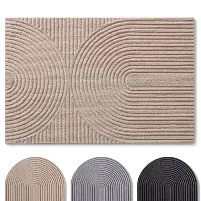 Afbeelding van Blumtal deurmat 90x150 cm antislip stofmat entreemat met patroon van duurzaam polyester voor binnen/stofmat buiten beige Boog