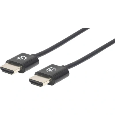 Afbeelding van Manhattan 394352 HDMI kabel Aansluitkabel A stekker, stekker 1.00 m Zwart 4K UHD, Folie afscherming, Afscherming gevlochten, Rond, UL