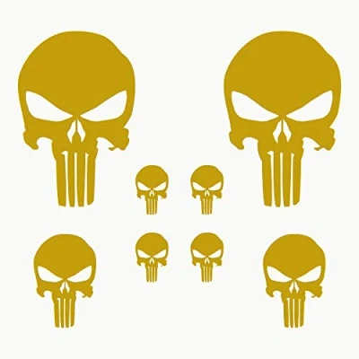 Afbeelding van Autodomy Stickers Skull Pack of 8 for Car or Motorcycle (Goud)