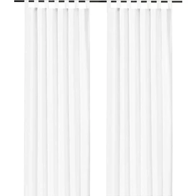 Afbeelding van heimtexland ® Dekoschal met lussen en plooiband Uni wit HxB 245x140 ondoorzichtig maar lichtdoorlatend gordijn natuurlijk mat eenkleurig lussjaal bandsjaal Öko Tex type 117