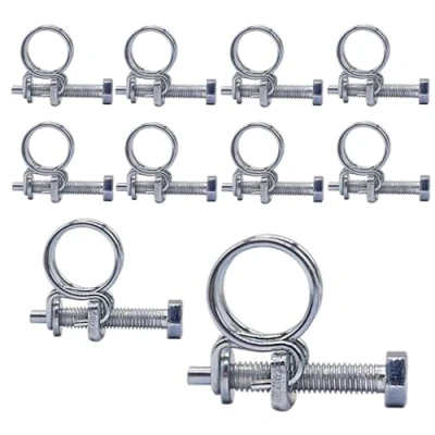 Afbeelding van SKIR&#039;CO (10 stuks) verstelbare dubbele draadslangklemmen 22 26 mm, verzinkt stalen slangklemmen, slangklemmen met diameter