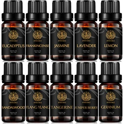 Afbeelding van Ylang etherische olieset voor diffuser, 100% pure eucalyptus olie kit thuis, 10 x ml therapeutische kwaliteit geranium oliën, set frankese, jeneverbes