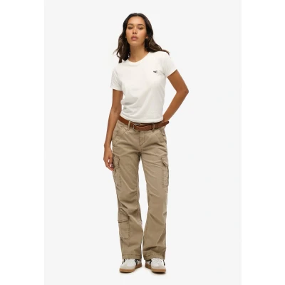 Afbeelding van Superdry Vrouwen Rechte Cargobroek met Lage Taille Beige Grootte: 40