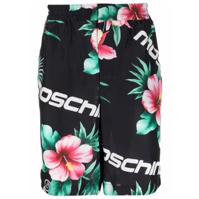 Afbeelding van Floral Print Silk Shorts with Elasticated Waist and Side Pockets
