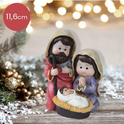 Afbeelding van Kerststal beeldfiguur Maria, Jezus en Jozef 11,6cm Hoog