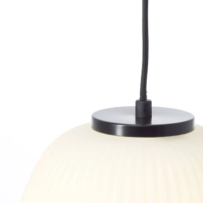 Afbeelding van Brilliant Hanglamp Kaizen zwart met wit Ø 25cm 60153/76