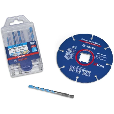 Afbeelding van Bosch Accessoires Multimaterial Multi Wheel X LOCK doorslijpschijf 125 mm + MultiConstruction universeelborenset 061599765R