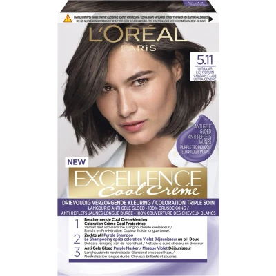 Afbeelding van 6x L&#039;Oréal Excellence Cool Crème Permanente Crèmekleuring 5.11 Ultra As Lichtbruin